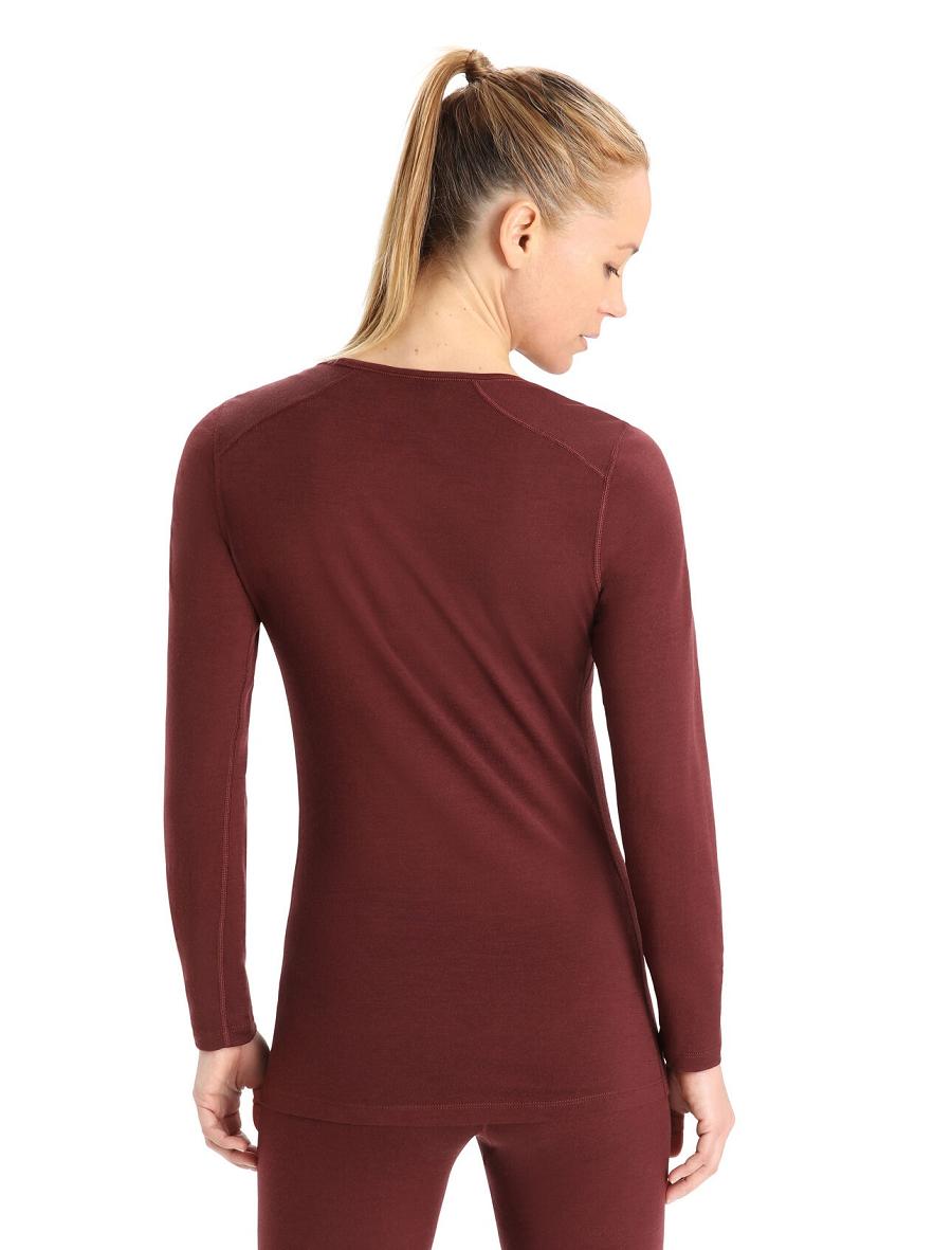 Espresso Women's Icebreaker Merino 200 Oasis Long Sleeve Scoop Neck Thermal Top Base Layers | USA 1875MQZA